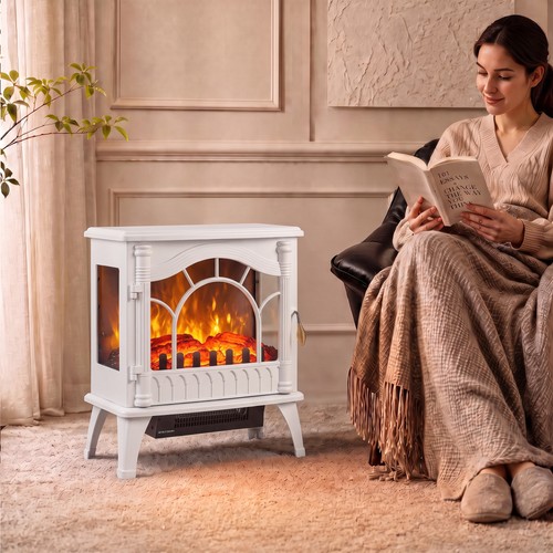 Electric fireplace stove white - electric,