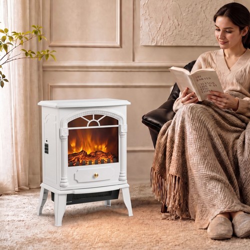 Electric fireplace stove white - electric,