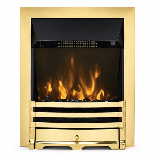 2kw electric inset fire - electric, brass