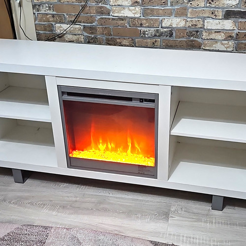 Modern white wood fireplace - modern,